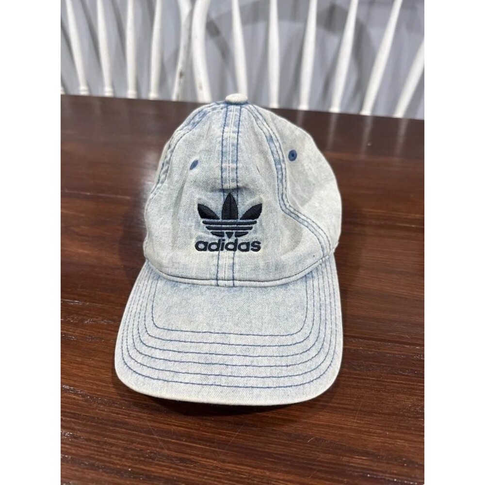 Adidas Originals Trefoil Light Wash Denim Strapback Hat Cap 100% Cotton OS